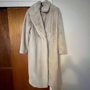 H&M Long Gray Fake Fur Coat